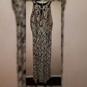 Gold Lace High-Neck Halter Mermaid Plus Size Gown